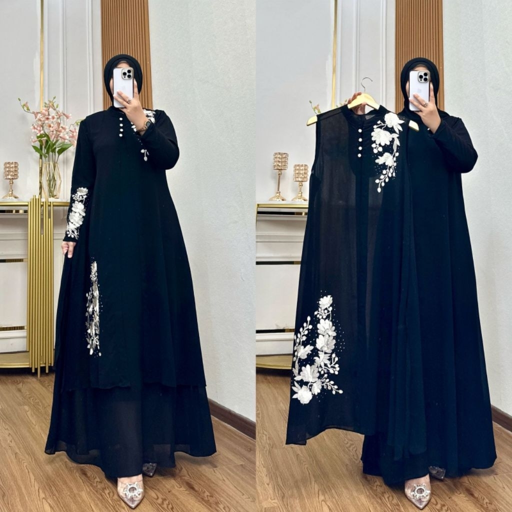 gamis bordir outer baju gamis muslimah terpopuler
