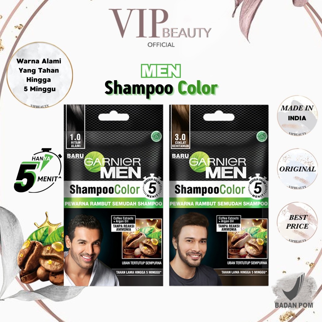 GARNIER Men Shampoo Hair Color - 1 Sachet | Pewarna Rambut Pria