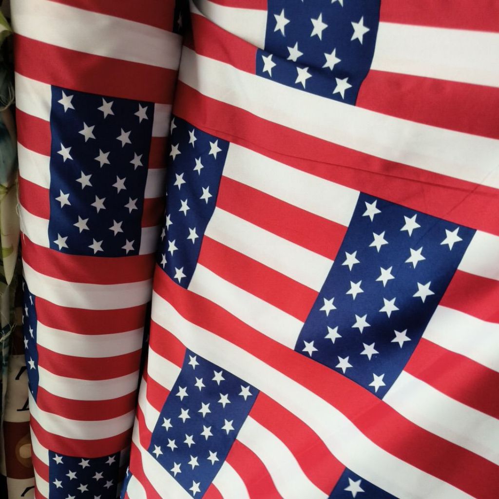 kain poly micro motif bendera Amerika