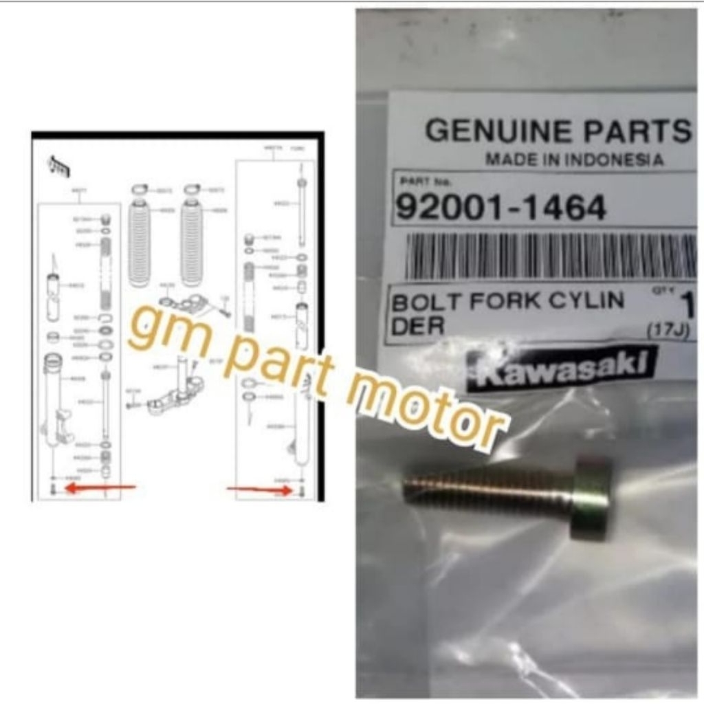 baut suling shock depan baut pembungan oli shock depan KLX S L G original