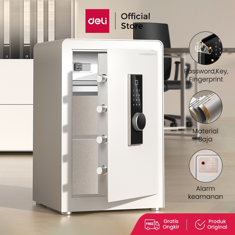 Deli Brankas Besi Digital / Fingerprint Digital Safebox / Alarm Safebox 38x36x60 Triple Unlocking St