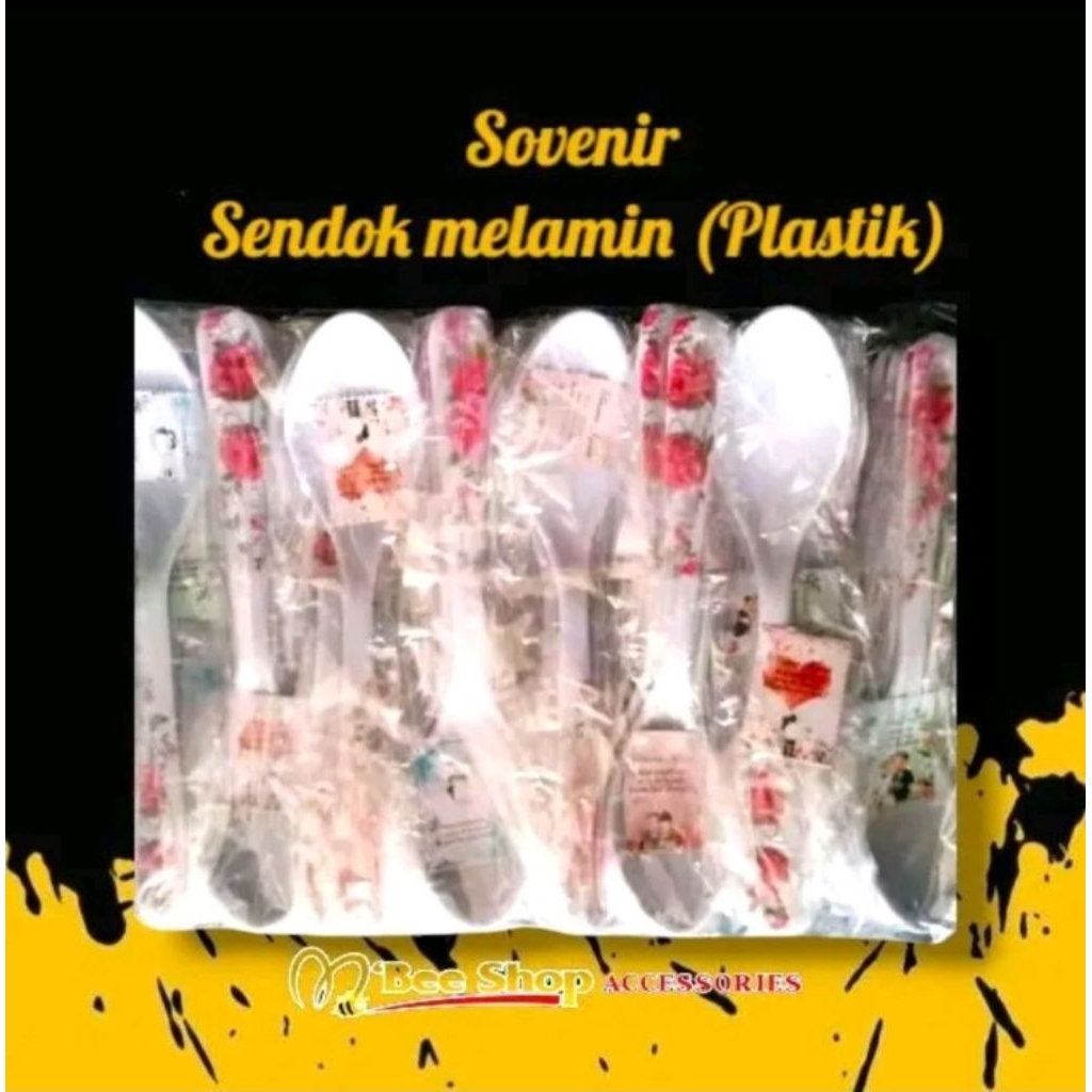 Souvenir pernikahan - Sendok melamin kemasan plastik