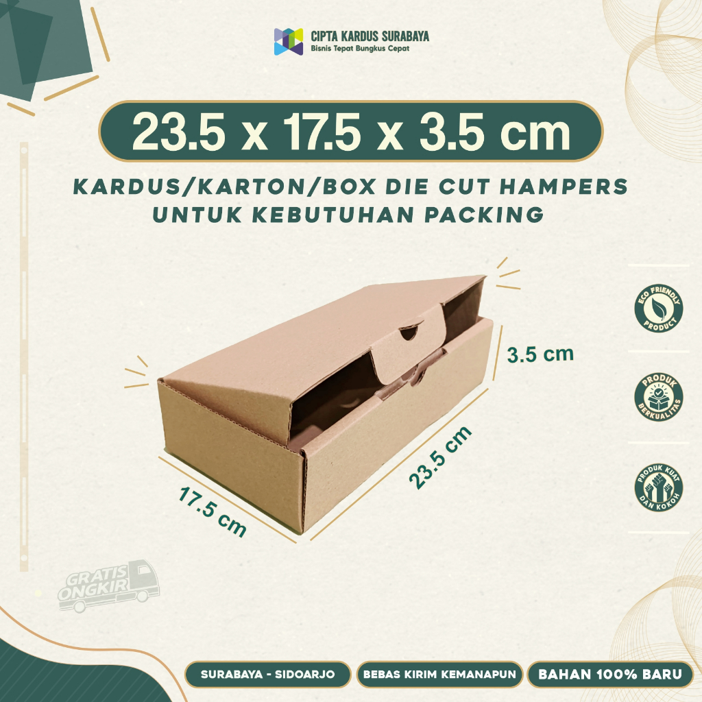 

Kardus Die Cut 23.5x17.5x3.5 | Box packing | Karton Packing