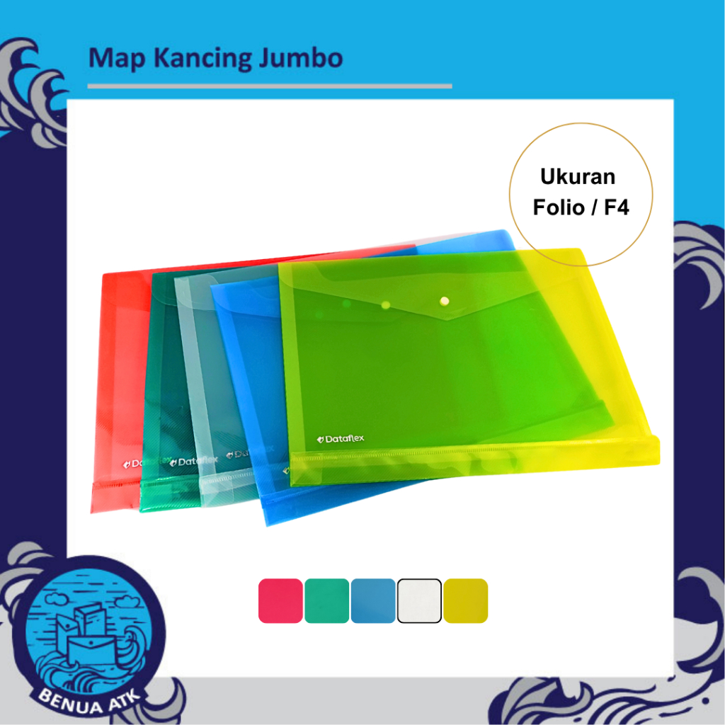 

Dataflex Map Plastik Documen Bag / Map Kancing Jumbo Folio F4 (isi 12pcs) DF-7112