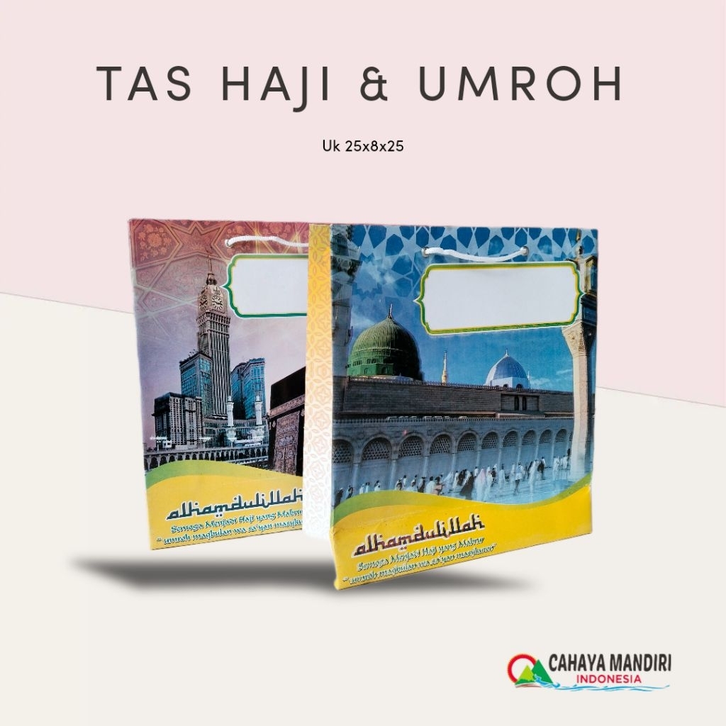 

PAPERBAG SOVENIR HAJI BESAR (size 25x8x25) TAS HAJI BESAR