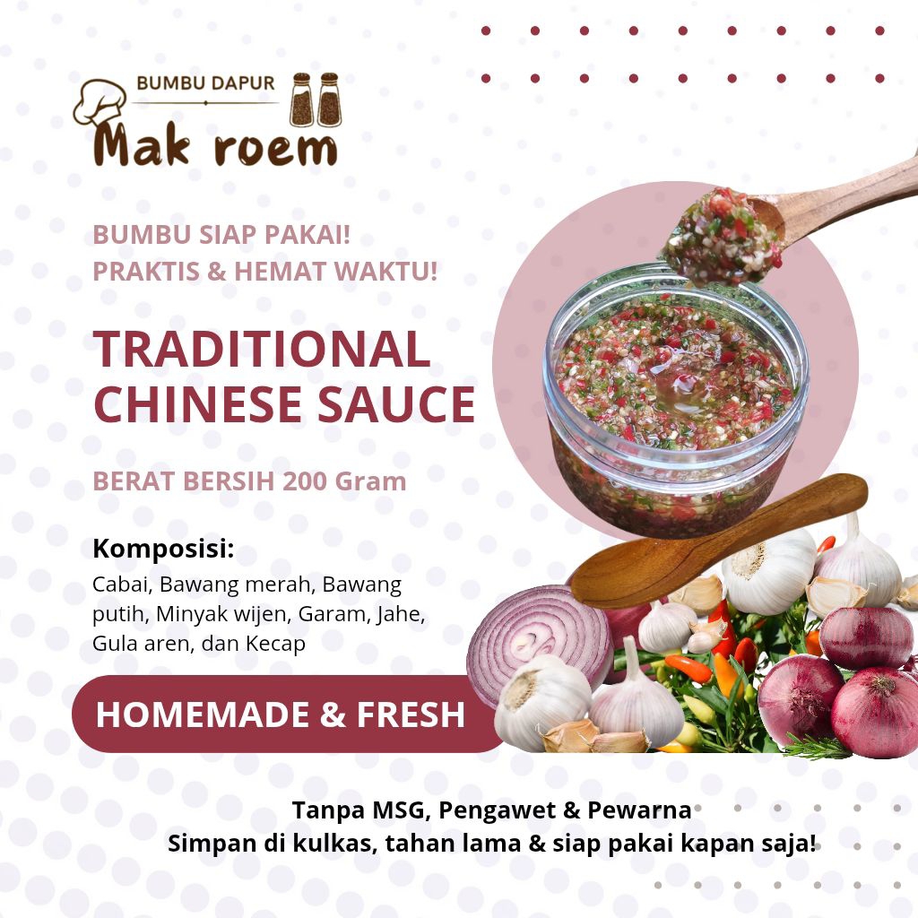 

By Bumbu Dapur Mak Roem, TRADITIONAL CHINESE SAUCE 200g, bumbu masak premium, alami tanpa pengawet dan pewarna