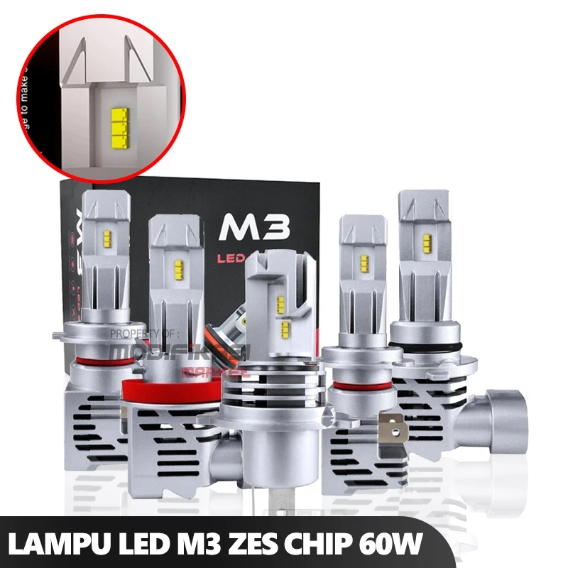 Lampu LED Mobil Lampu Utama Lampu Foglamp M3 ZES Chip 60 Watt 60W Super Bright DC9-36V