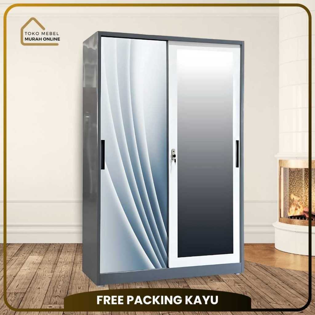 Lemari Pakaian Besi 2 Pintu Minimalis Modern - Almari Baju Besi Variasi 49