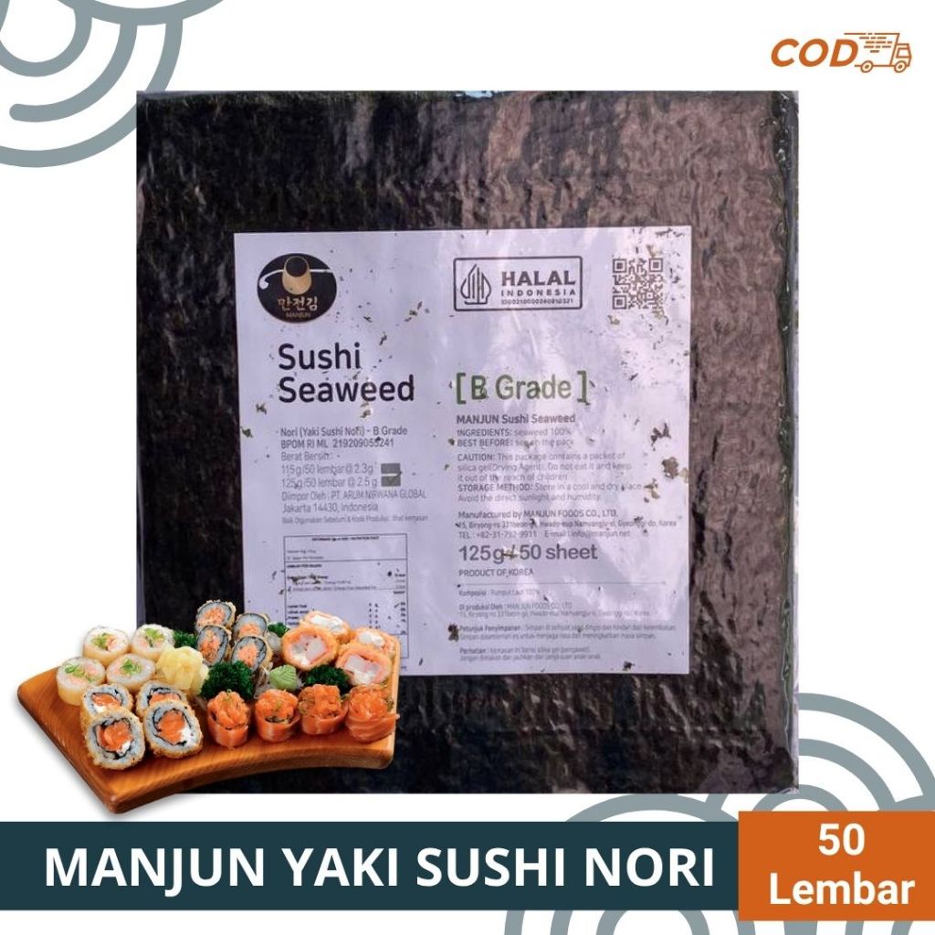 

Manjun Yaki Sushi Nori 1 pack 125gr - Manjun Nori Rumput Laut isi 50 Halal