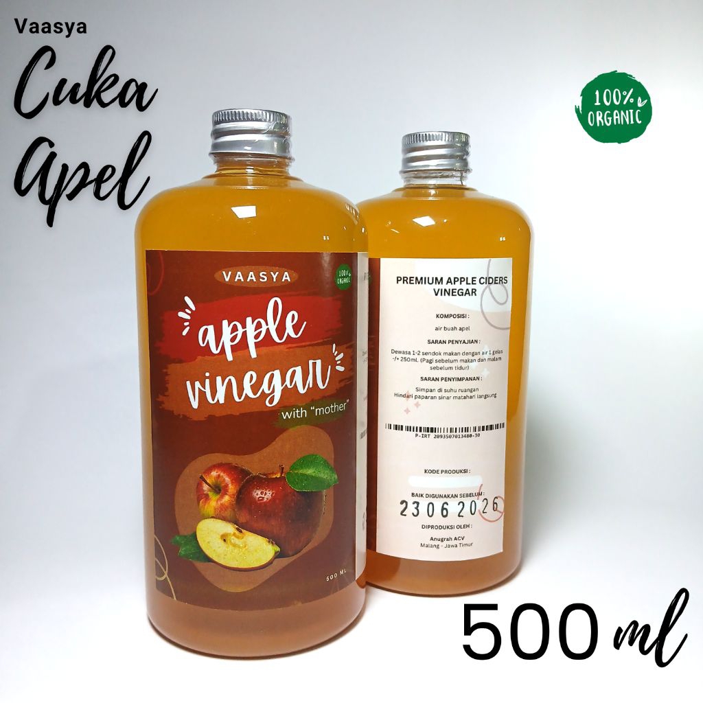 

Vaasya Premium cuka apel original with mother untuk kesehatan dani bisa buat diet 500ml