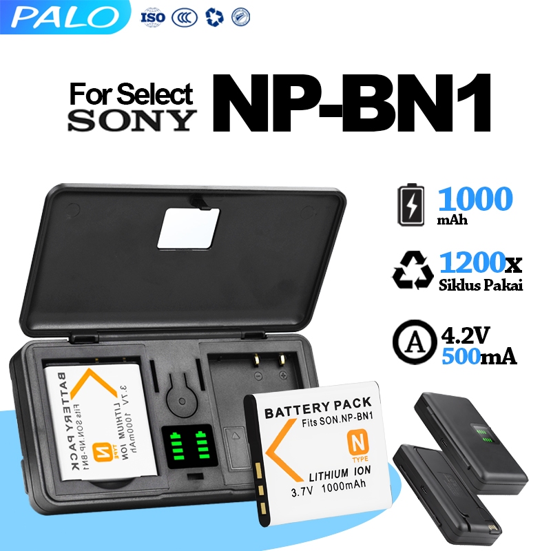 PALO NP-BN1 NPBN1 Baterai 1000MAH+Charger battery Applies to Sony untuk Cyber-shot DSC W830 W810 W80