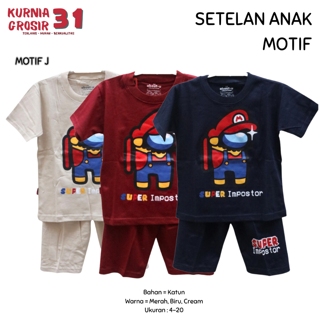 Setelan Anak DOMINO Motif  J / Baju Anak Usia 3-12 Th / Setelan Anak Lebaran Natal Tahun Baru  ukura