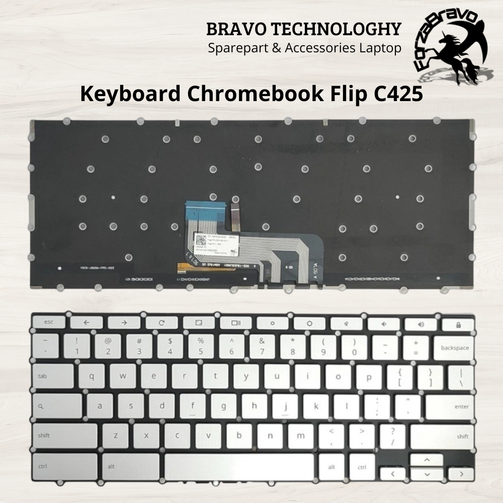 Keyboard Asus Chromebook Flip C425 C425T C425TA C433 C433TA C434 C434T C434TA Silver Backlight - Ber