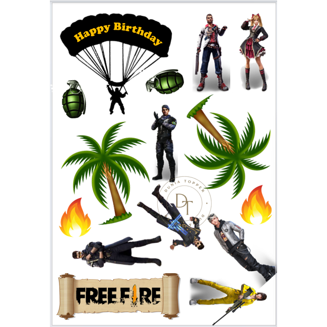 TOPPER FREE FIRE Custom/Hiasan Kue ULTAH Free Fire