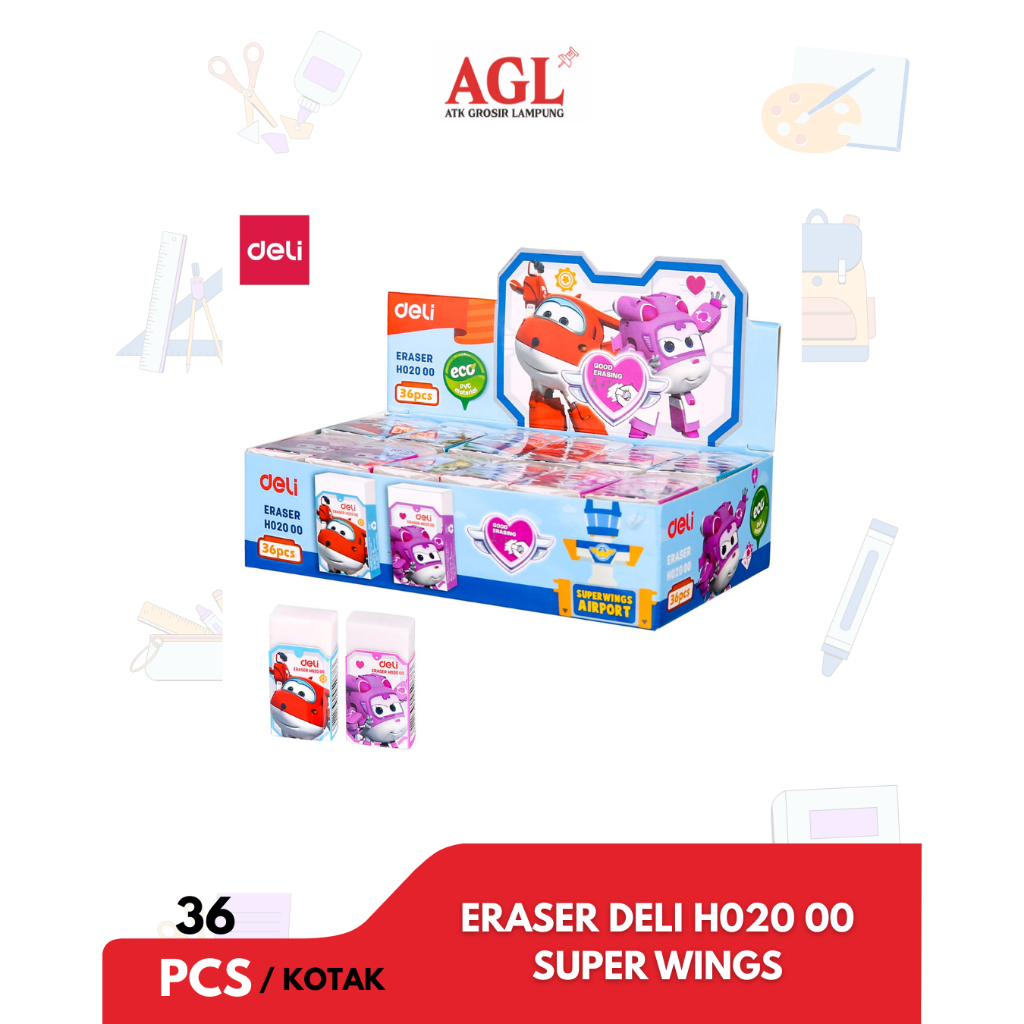 

DELI - (36pcs) ERASER / PENGHAPUS DELI H020 00 SUPER WINGS - 1box isi 36pcs -Grosir