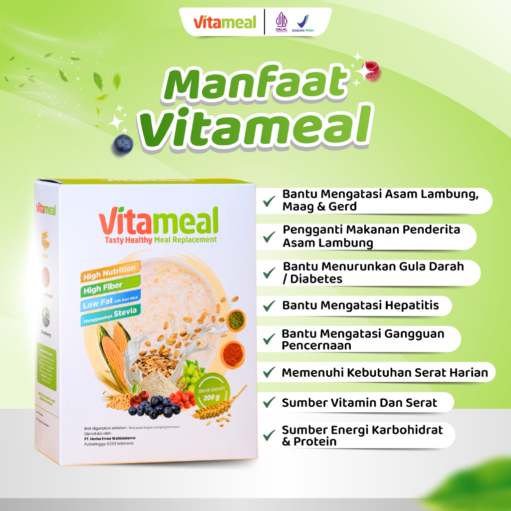 

QH VITAMEAL Sereal Alami Multigrain Penurun Gula Darah Tinggi Obat Diabetes Kolesterol Menurunkan