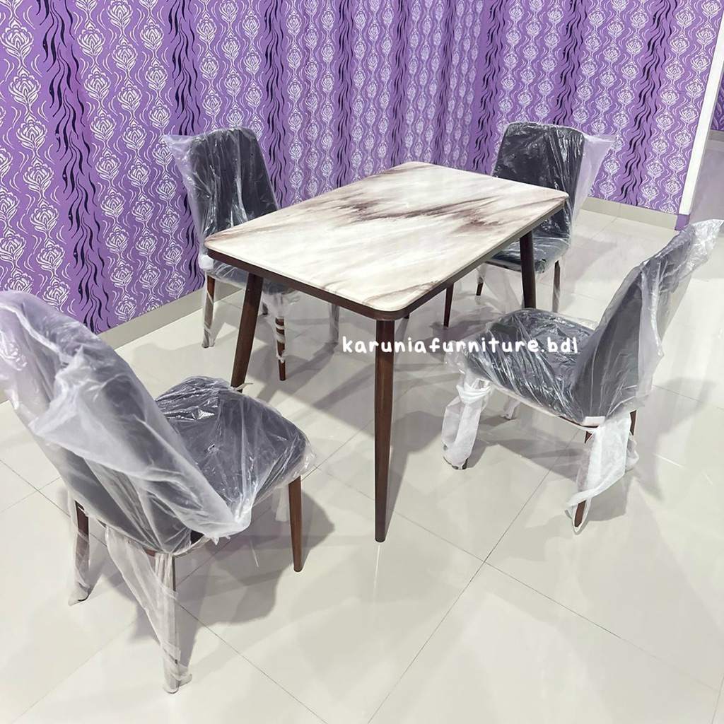 MEJA MAKAN MATTO BY IMPORTA 4 KURSI BROWN | MEJA MAKAN MINIMALIS | FREE ONGKIR BANDAR LAMPUNG