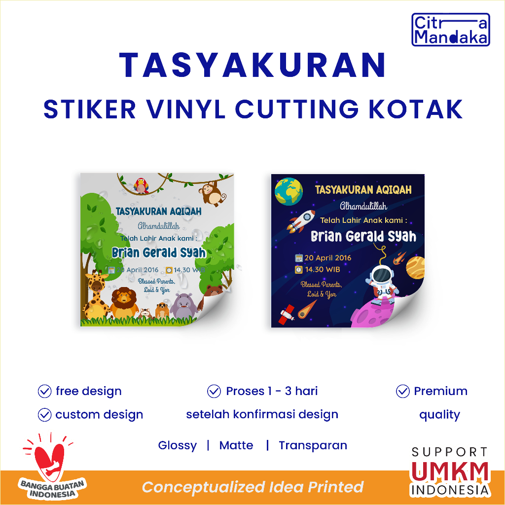 

Cetak Stiker Anti Air Tasyakuran Aqiqah Kelahiran Bayi Custom | Tasyakuran Aqiqah Sticker Free Design