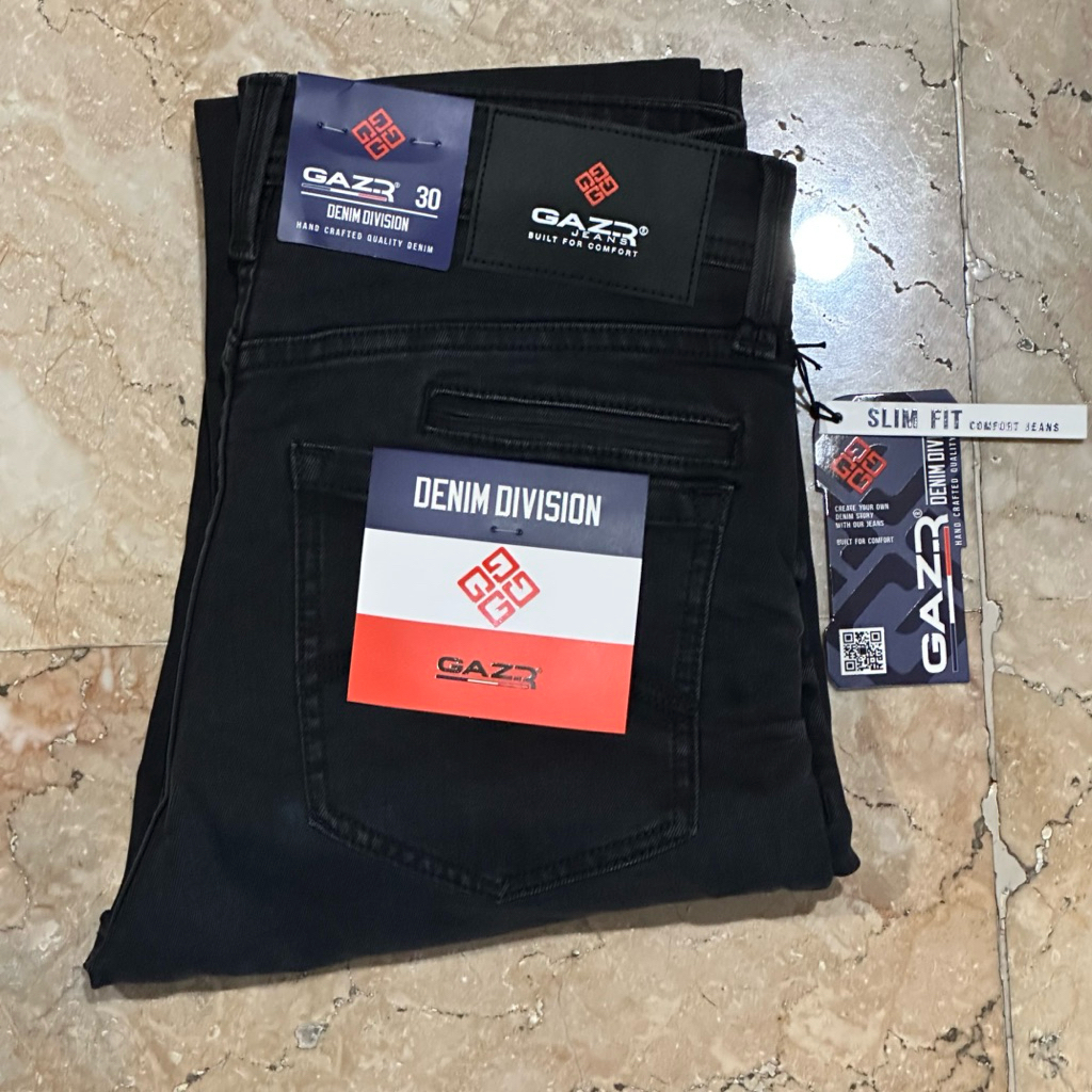 GRATIS OBLONG Celana Panjang Jeans Pria GAZR Original Slim Stretch Dark Grey 808230206