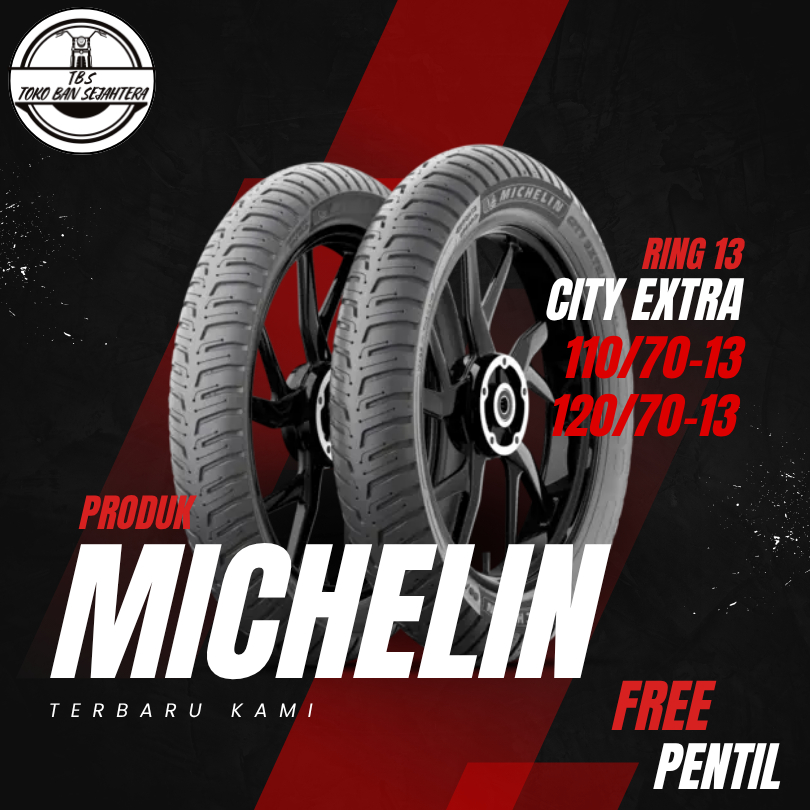 BAN MOTOR NMAX MICHELIN CITY EXTRA Ring 13 TUBELESS DEPAN BELAKANG NMAX