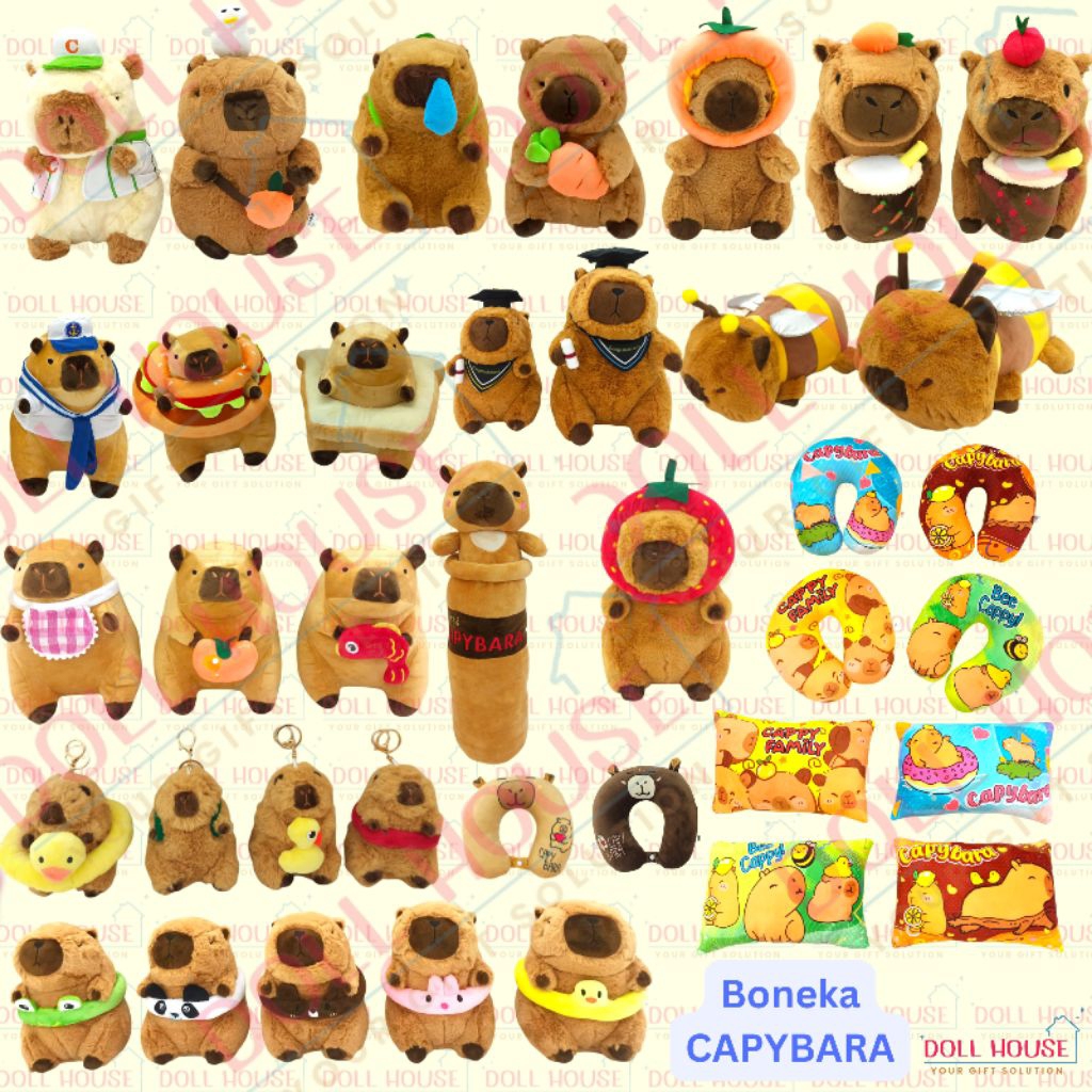 Boneka Capybara / Bantal Capybara / Guling Capybara / Boneka Capy Bara / Boneka Hewan Capybara / Bon