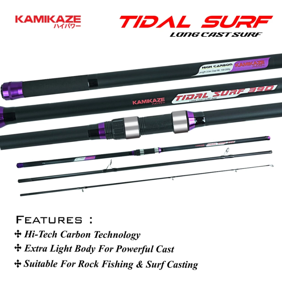 KAMIKAZE Joran Spinning TIDAL SURF Hi-Carbon Blank Material Joran Pancing Sambung 3 360CM - 450CM