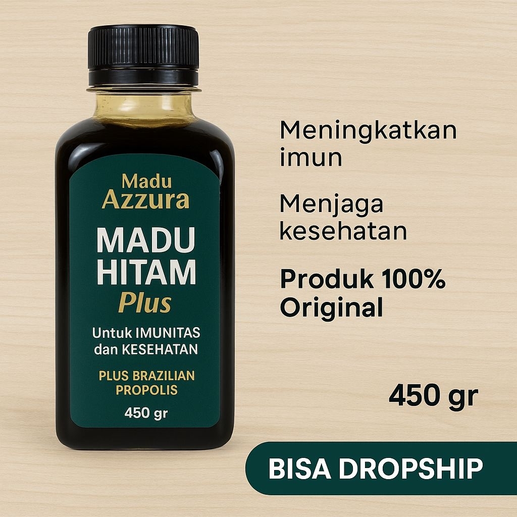 

Madu Azzura - Madu Hitam Plus 450gr Original Imunitas & Kesehatan Propolis Brazilian