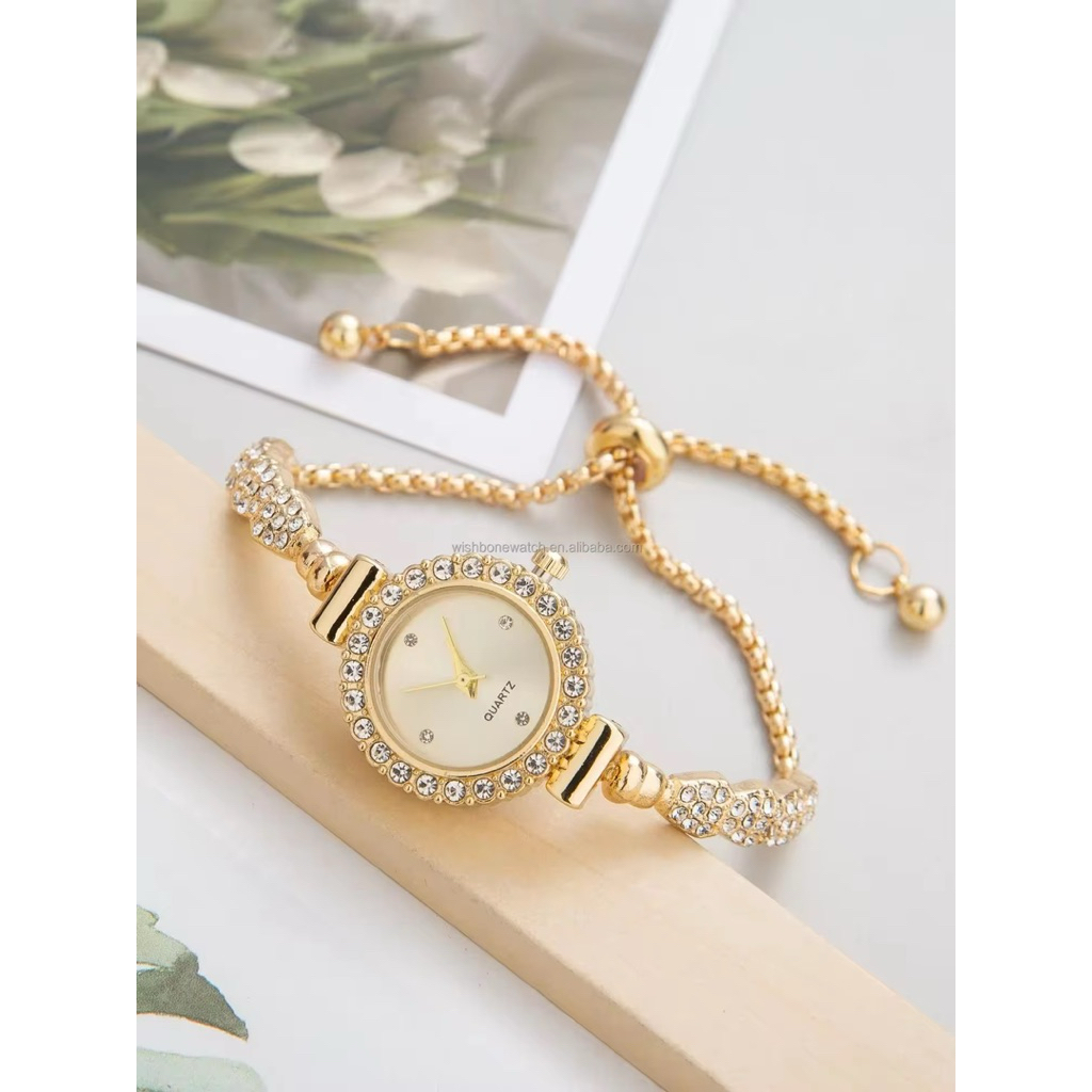 Jam Tangan Wanita Quartz dengan RANTAI SERUT: Tali Oval Mini & BUNGA Desain Terbaru,jam tangan cewek