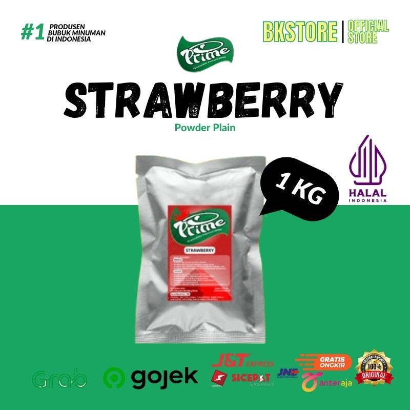 Prime Strawberry Powder - Bubuk Minuman Strawberry / powder drink strawberry premium plain tanpa gul