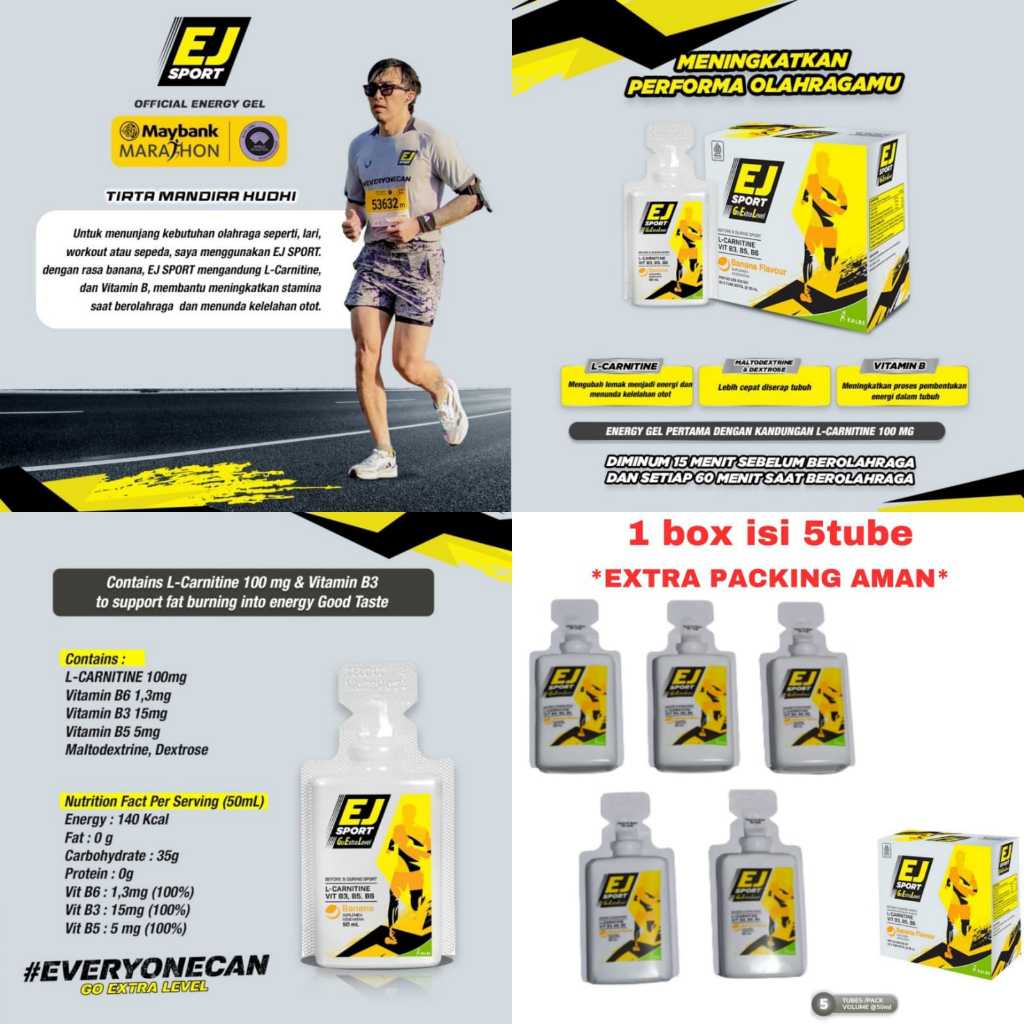 

AF EJ Sport Gel sportgel GU energy stamina tenaga olahraga lari sepeda - 1BOX isi 5 Tube