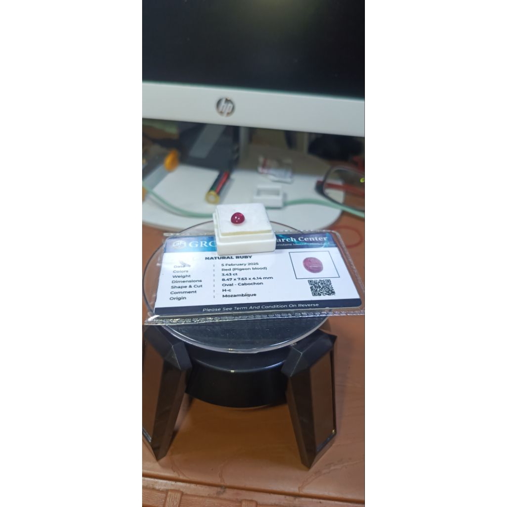 Natural ruby with memo