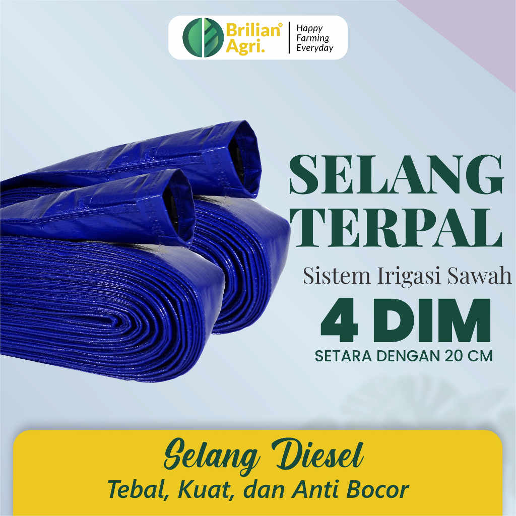 Brilian - Selang Terpal Korea Plastik 4 Dim/ 4 Inch 20 Cm Berbagai Ukuran