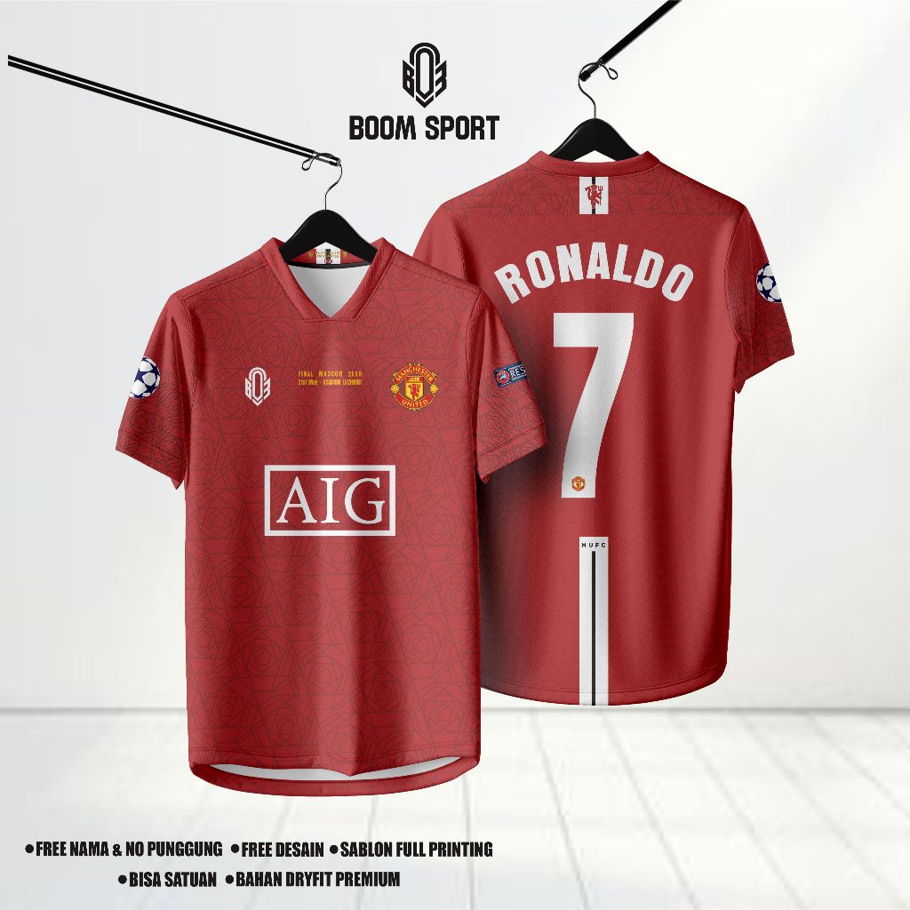 Jersey Retro Man United MU Home 2008 Spesial Final Champions Final Moscow (Bisa Ganti Nama & Nomor P