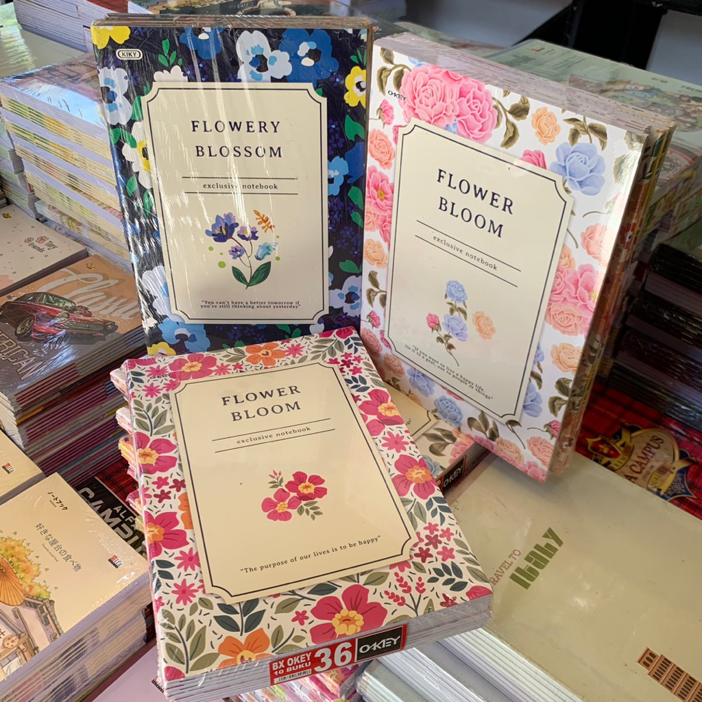 

1 Pak isi 10 Buku Tulis B5 Okey KIKY Motif Bunga ukuran Big boss