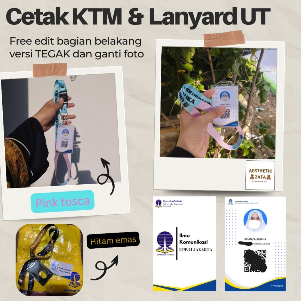 

Cetak KTM UT dan Lanyard Universitas Terbuka Khanza Amara