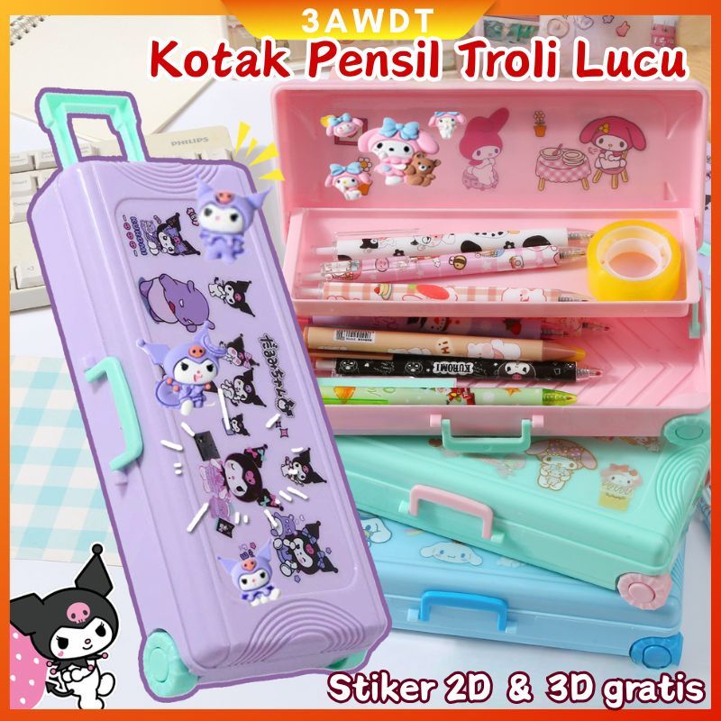 

【2D&3DStiker gratis】Sanrio Seri Anime Kartun Pensil Kasus Troli Kotak Alat Tulis Lucu Kuromi/Melody Pensil Koper Kapasitas Besar Kotak Penyimpanan Alat Tulis Hadiah Anak