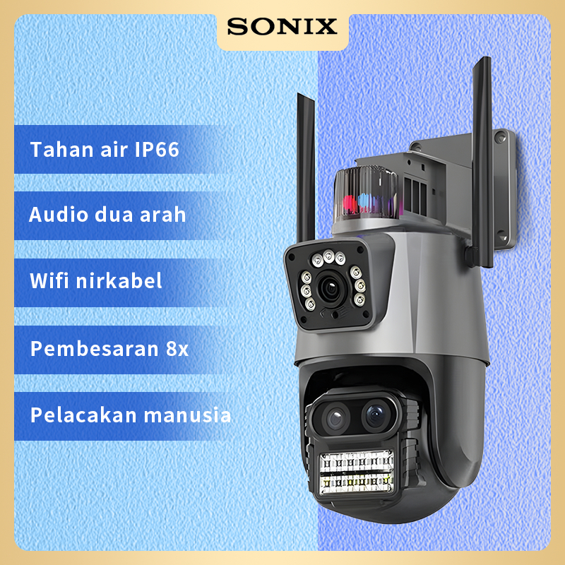Sonix IP Camera SCM01 CCTV 8MP 4K Dual Lens Outdoor Kamera Wifi Outdoor Waterproof Auto Tracking 360