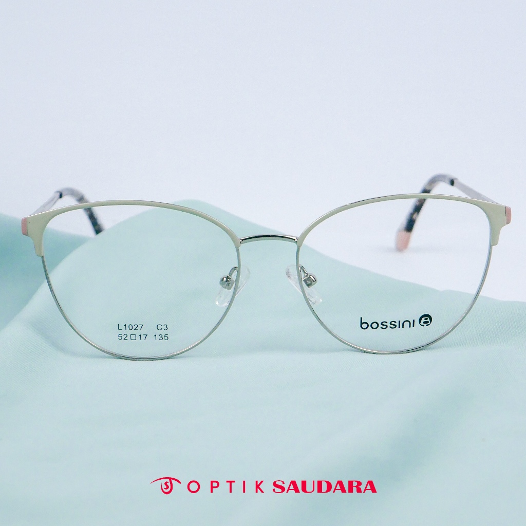 Optik Saudara - Frame Bossini - Kacamata Wanita Model Semi Cat Eye Bahan Metal Kekinian F L1027 C3 5