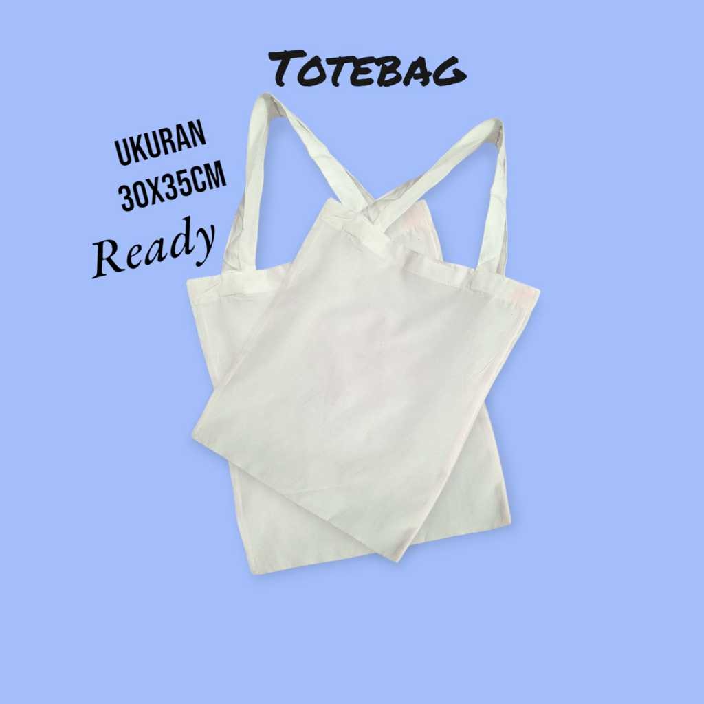 Tas Totebag Warna Putih Bahan Blacu Polos