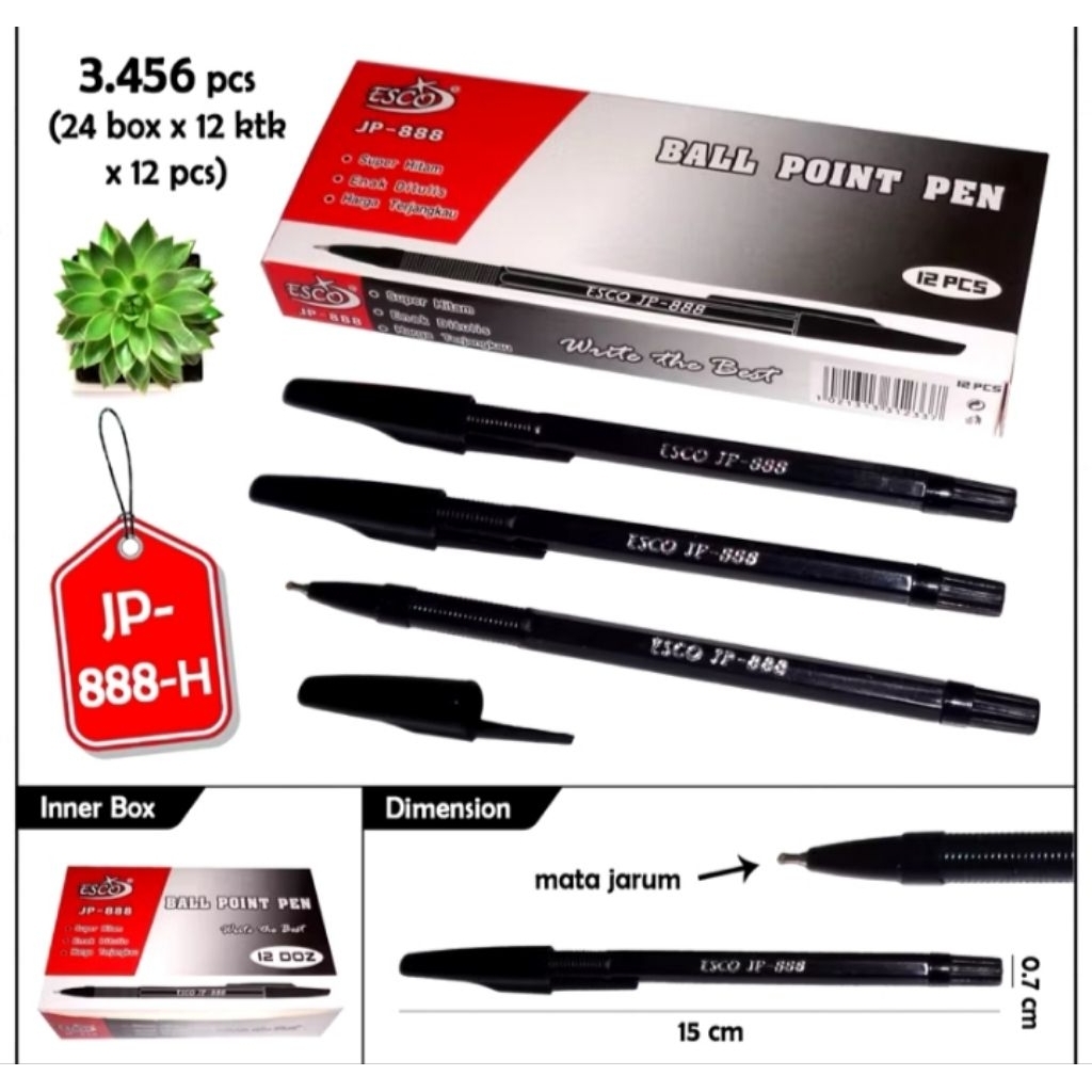 

(SATUAN) Pulpen Esco Jp888 Hitam