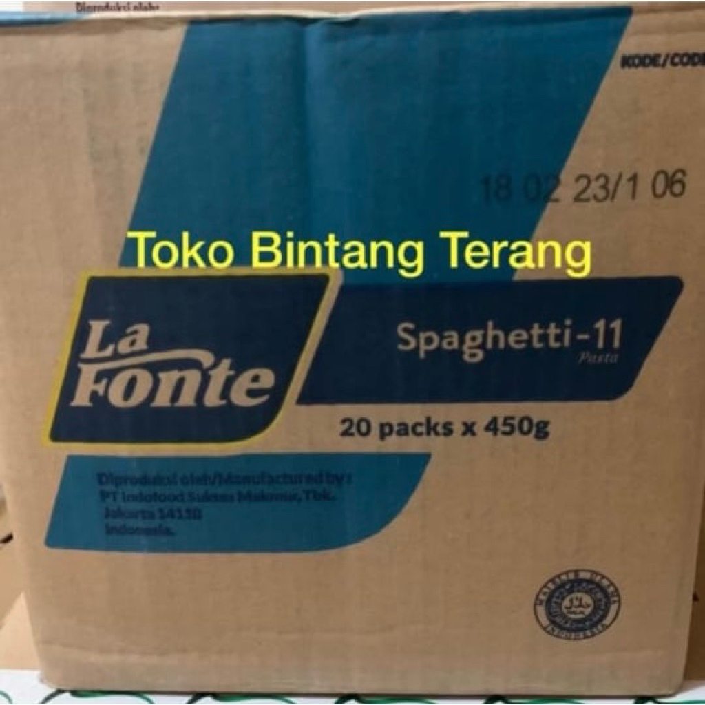 

[Kargo] Spaghetti La Fonte per 1 dus / karton isi 450g x 20 pak Spageti Lafonte no 11 ukuran 450 gr x 20 pcs