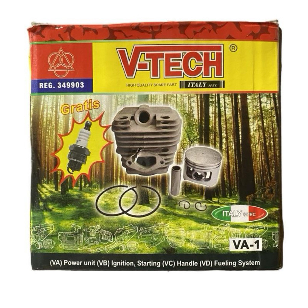 BLOK V-TECH 5800 SINSO KECIL CYLINDER ASSY TURBO (SISIK) ORIGINAL MESIN GERGAJI KOMPLIT (GRATIS BUSI