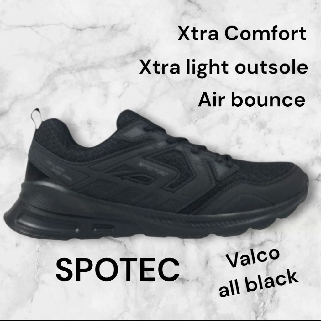 Sepatu Spotec Sneakers Valco Sepatu Lari Pria Hitam