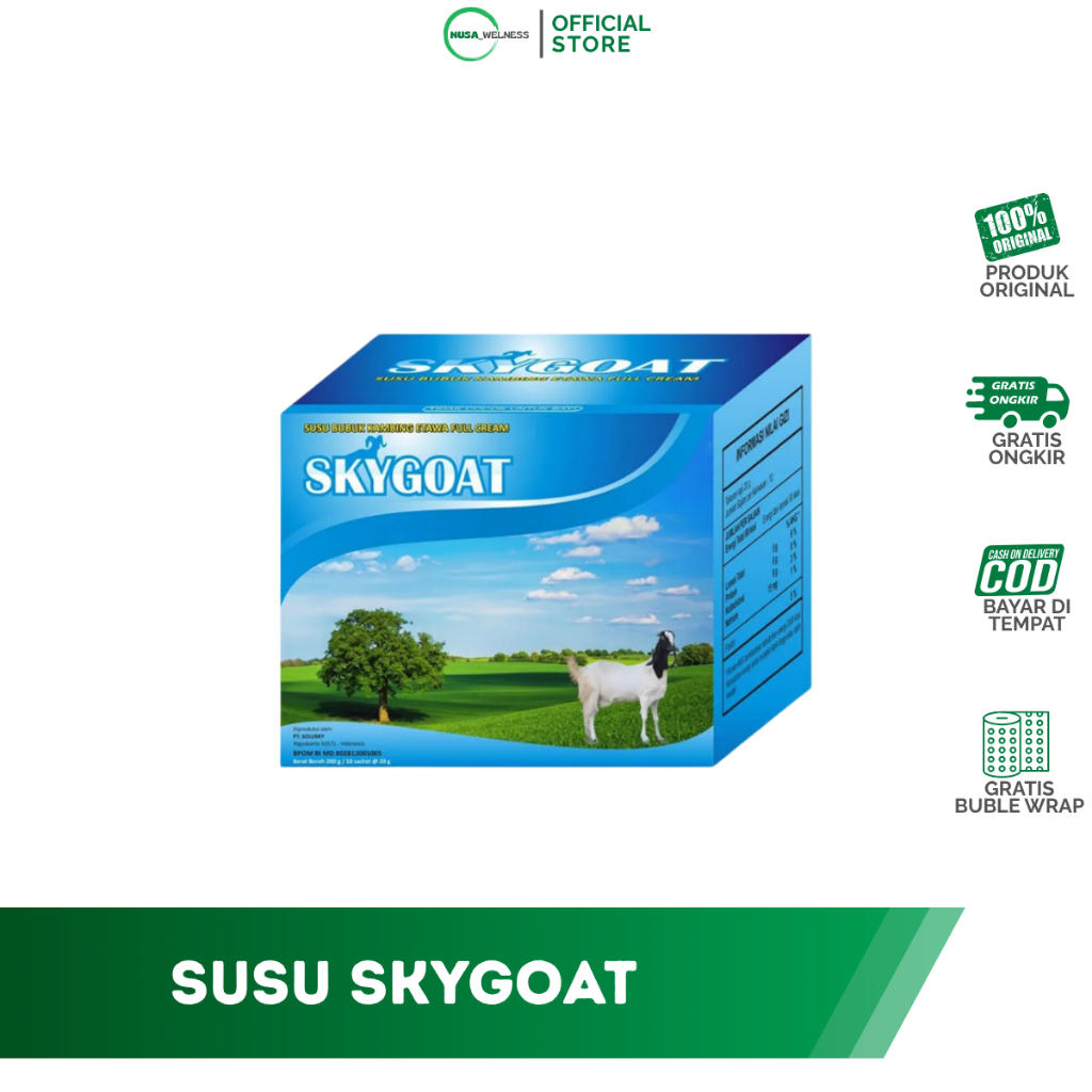 

SUSU KAMBING SKYGOAT - susu kambing bubuk 200 gram = 10 sachet | original 100% | bantu jaga stamina | cocok untuk semua usia | bisa COD