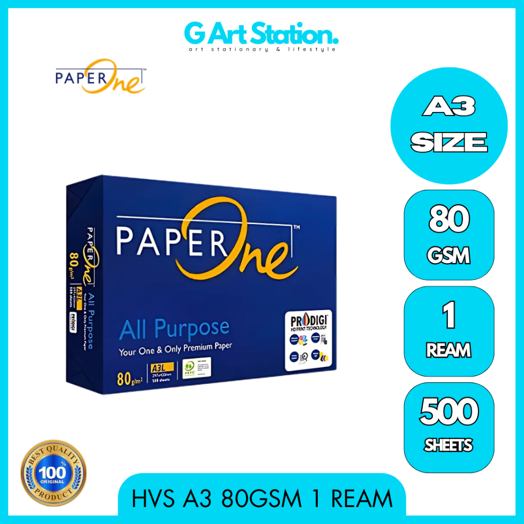

PAPERONE Kertas HVS A3 80gsm All Purpose 1 Rim / 500 Lembar Kertas HVS A3 Kertas Fotocopy