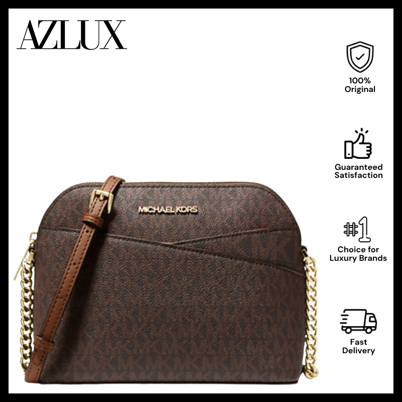 Michael Kors Jet Set Travel Medium Logo Dome Crossbody Bag Brown