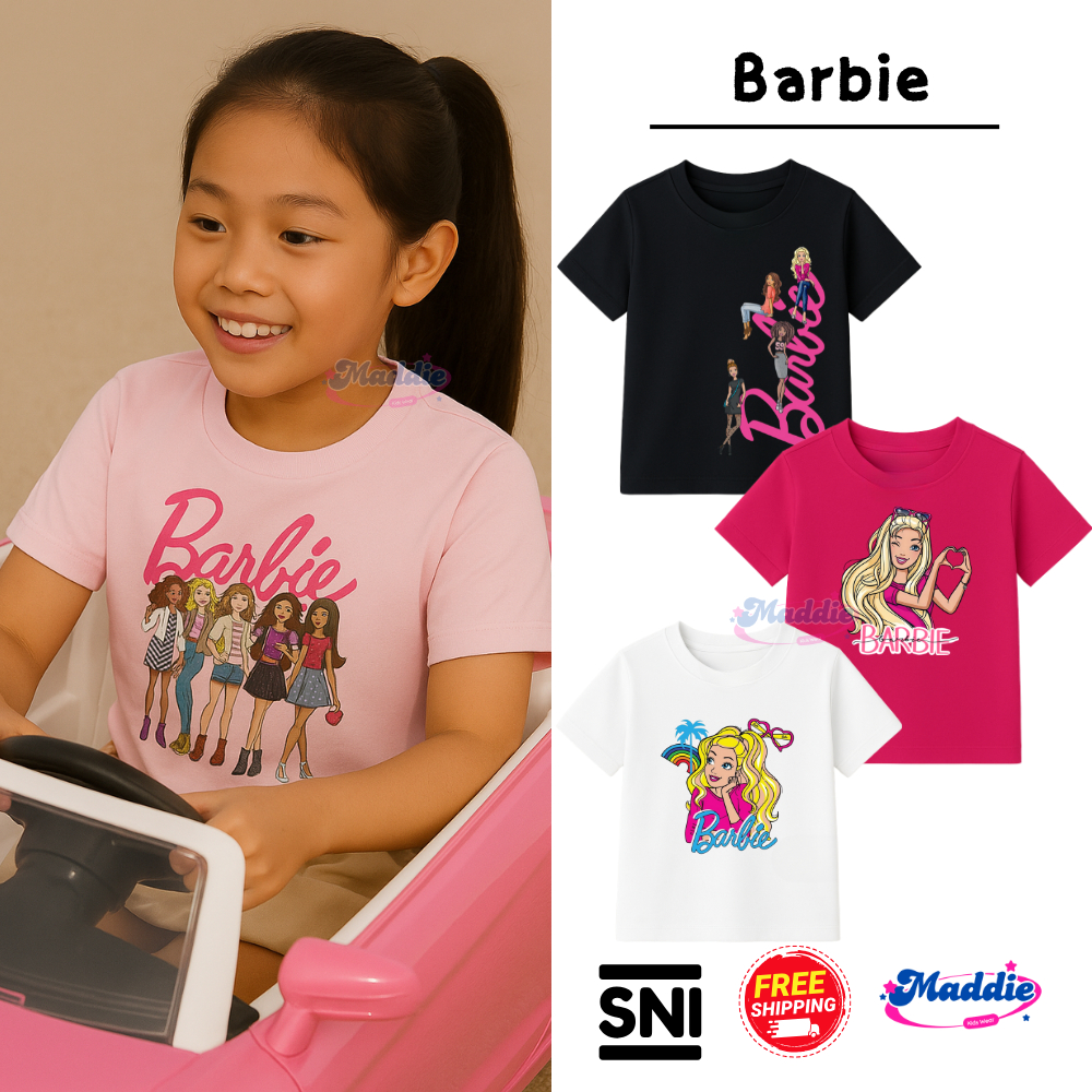 kaos/kaos anak perempuan/barbie/anak perempuan/baju barbie anak perempuan/baju brandedd anak perempu