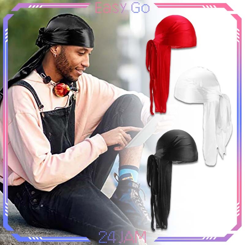 Bandana Durag Ekor Panjang Durag Kepala Hip Hop Topi Durag Bandana Ikat Kepala Breathable
