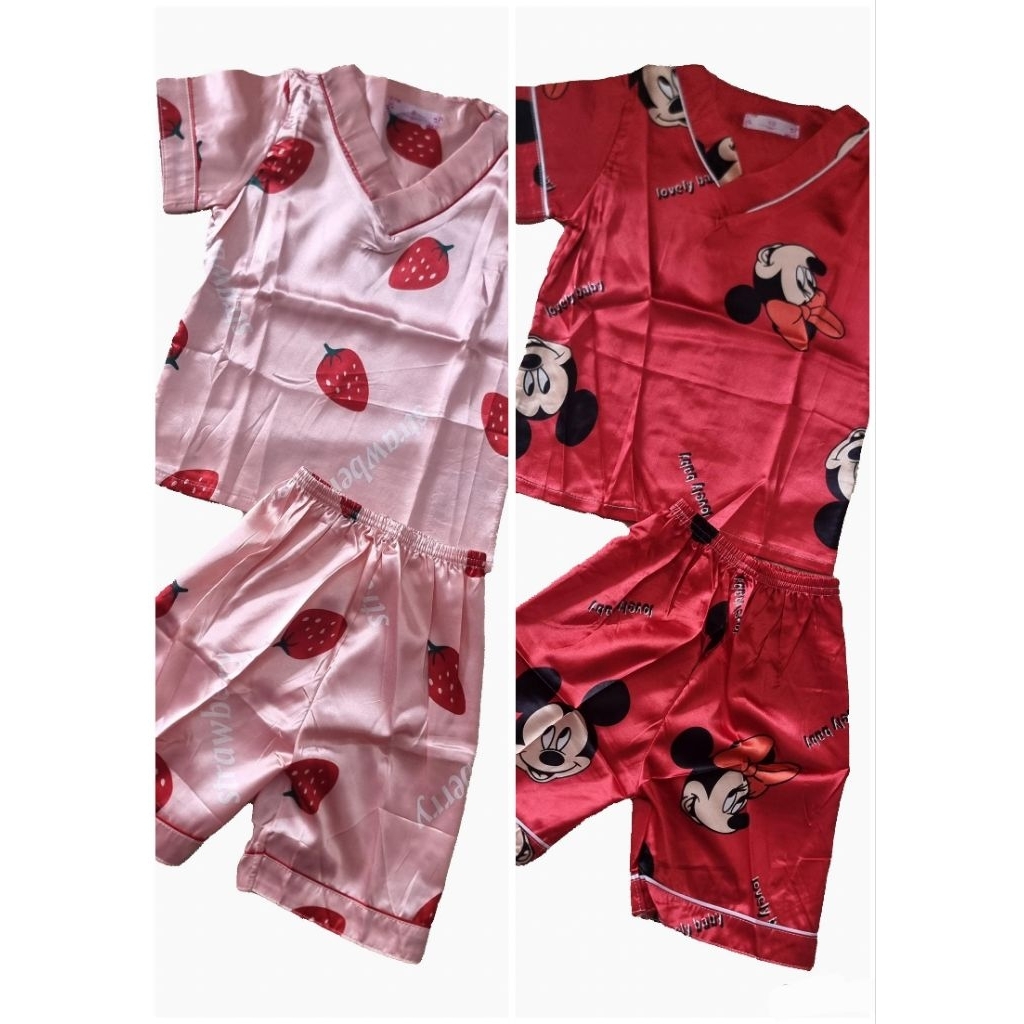 Setelan Piyama Satin Baju Tidur Anak Perempuan