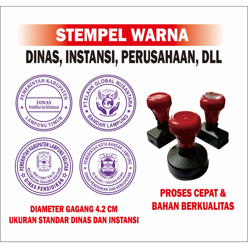 

STEMPEL WARNA COCOK UNTUK DINAS, INSTANSI, PERUSAHAAN, DLL, PROSES CEPAT